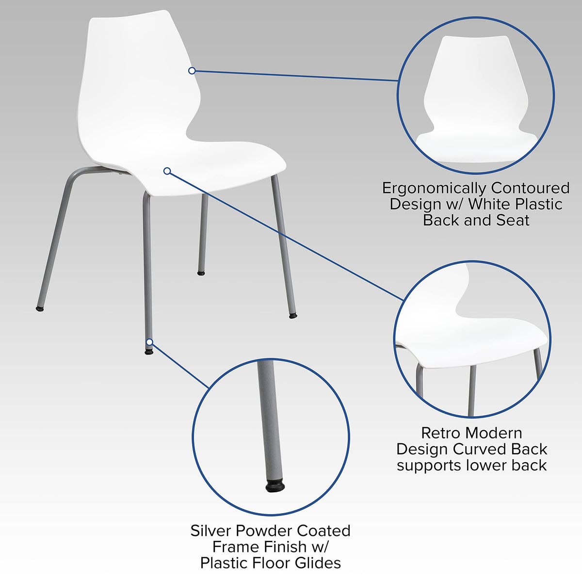 White Plastic Stacking Chairs Set of 5 Z141945