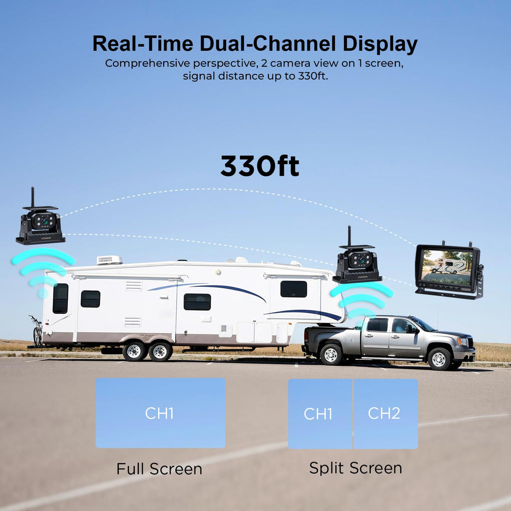 Magnetic Wireless Backup Camera with 7'' HD 1080P DVR Monitor System P556