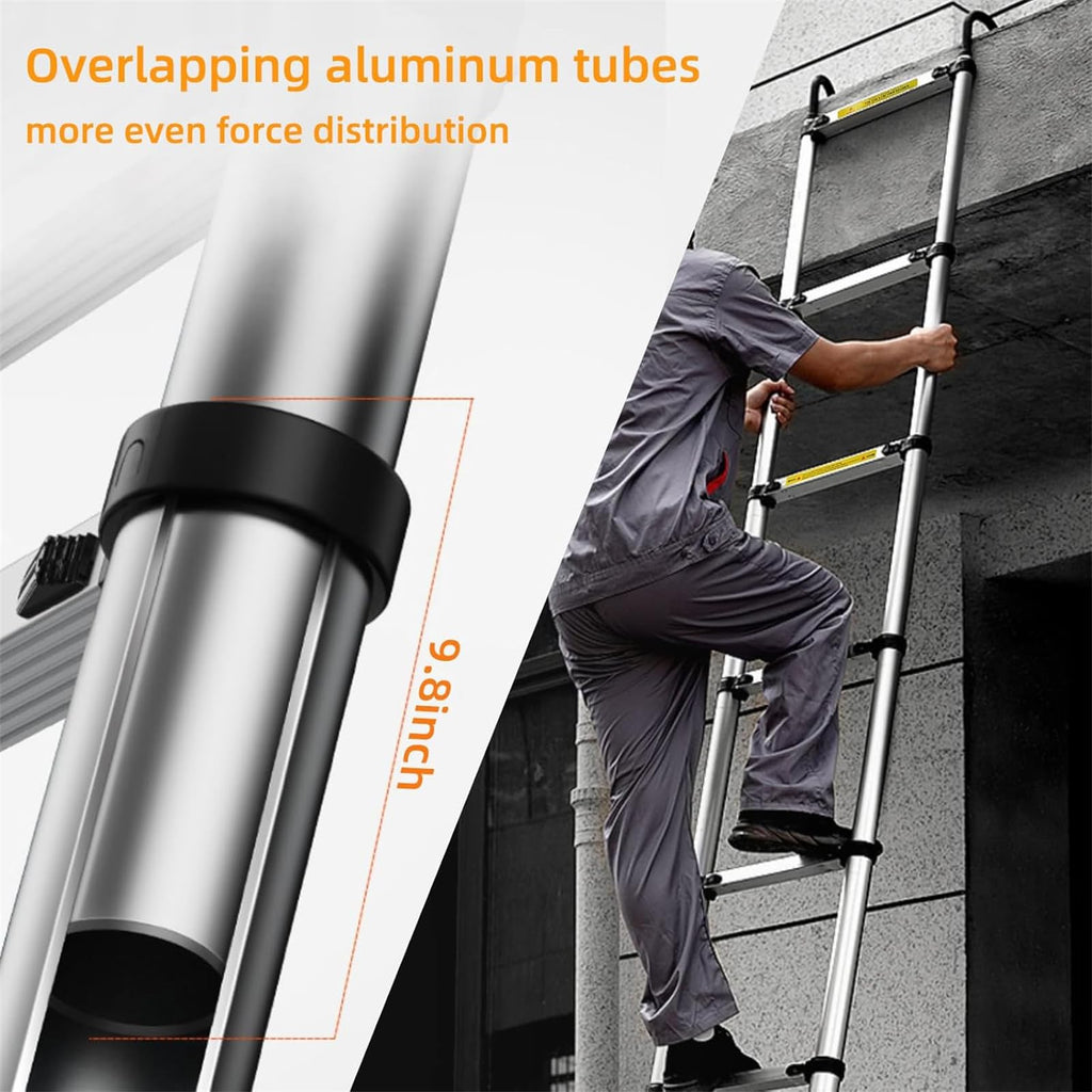 10.5ft Aluminum Telescoping Ladder 330 lbs Capacity W552