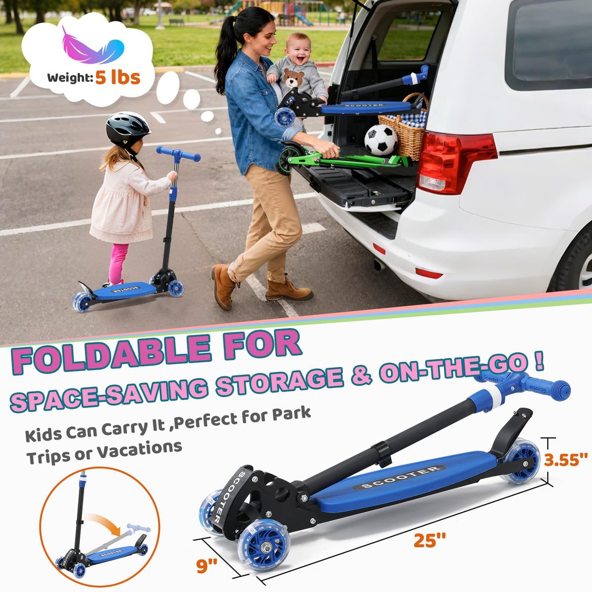 3 Wheel Kids Scooter with LED Light-Up Wheels K792409