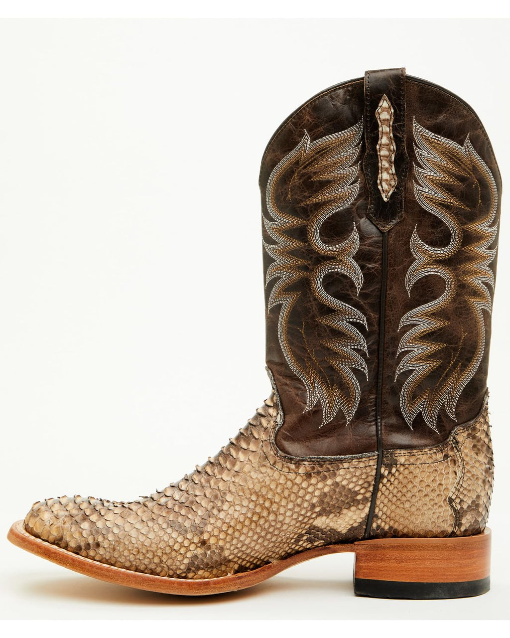 Men's Exotic Python Western Boot Broad Square Toe B1491