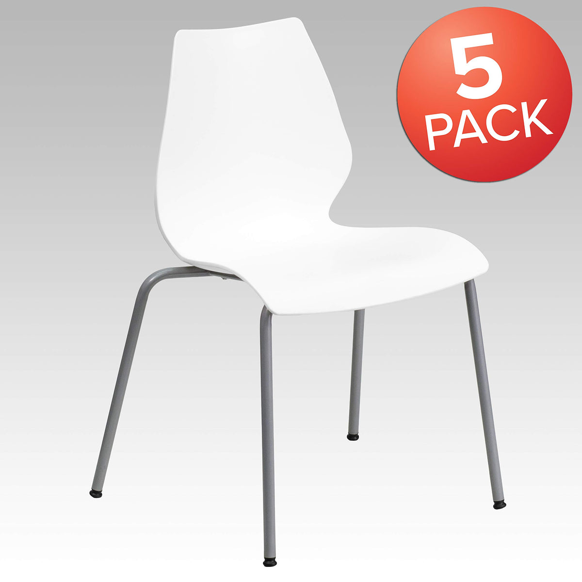 White Plastic Stacking Chairs Set of 5 Z141945