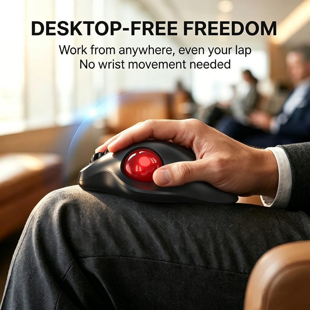 Wireless Trackball Mouse, Ergonomic with 30° Tilt, 5 DPI, Red P595434