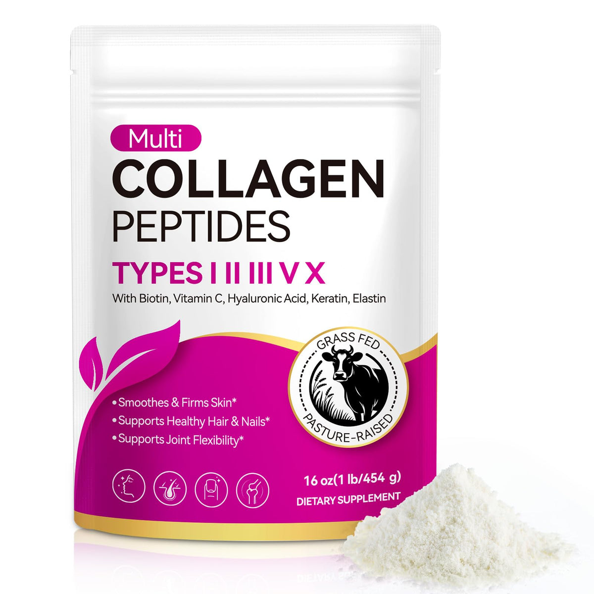 Collagen Peptides Powder, Unflavored Hydrolyzed Protein, 16 oz G6044