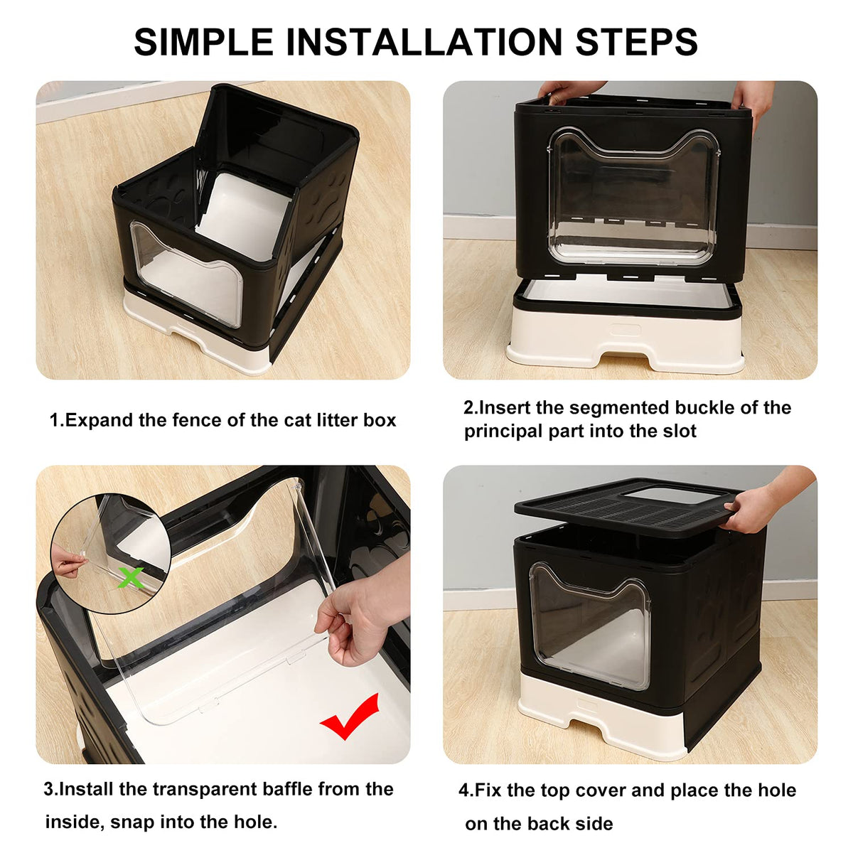 Foldable Large Cat Litter Box with Lid B629