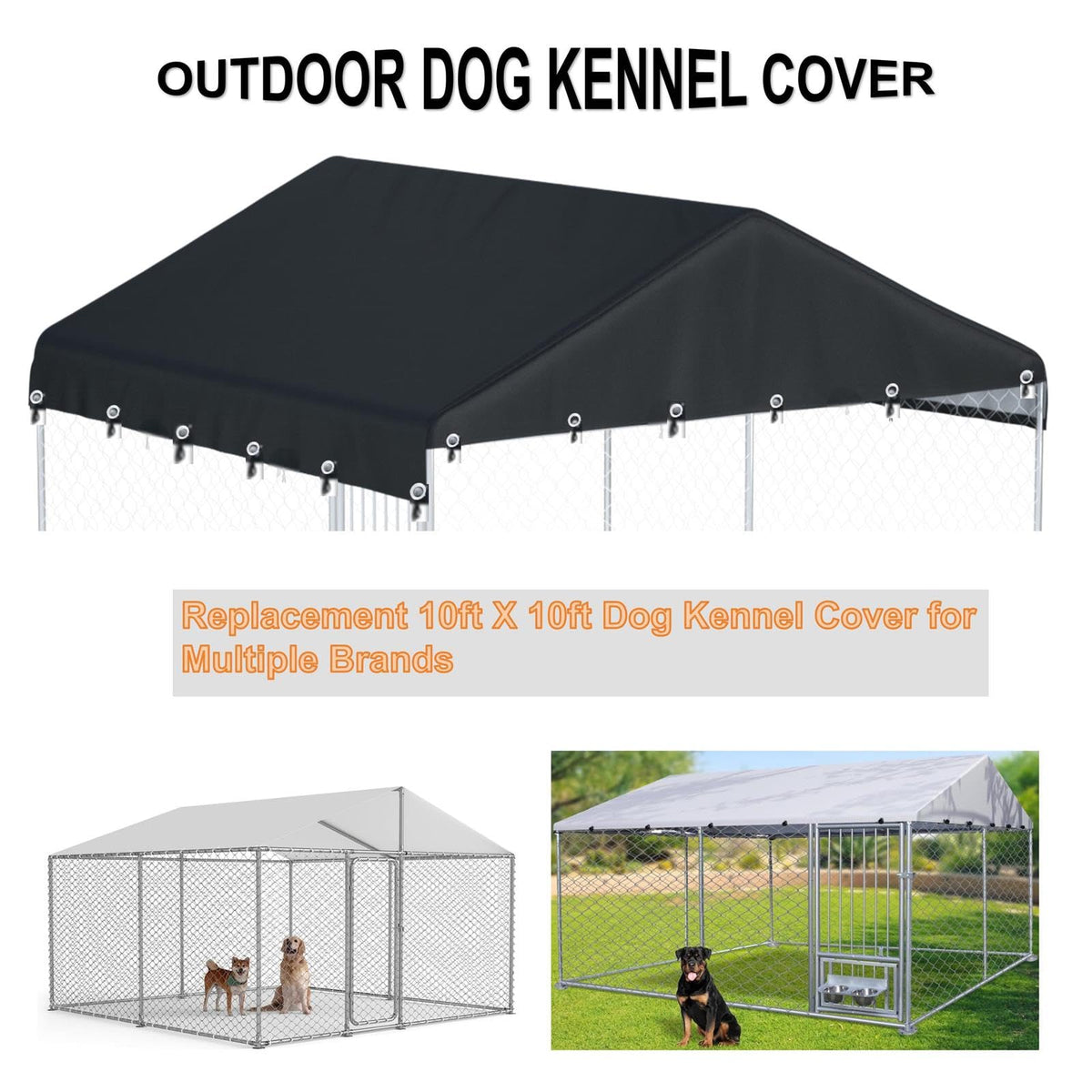Black Outdoor Dog Kennel Cover 10'W x 10'L R310018