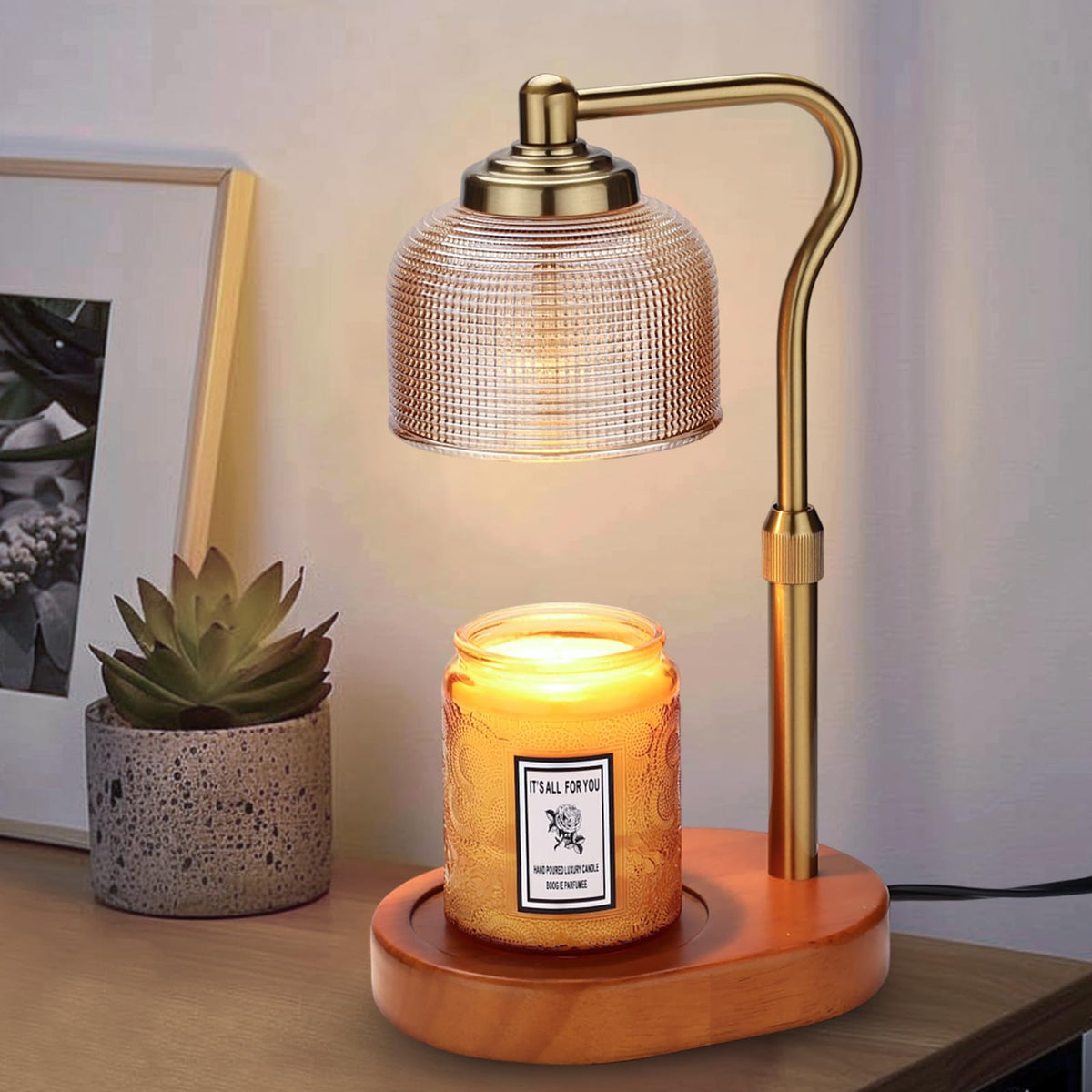 Electric Candle Warmer Lamp with Timer Dimmable Height Adjustable H8514