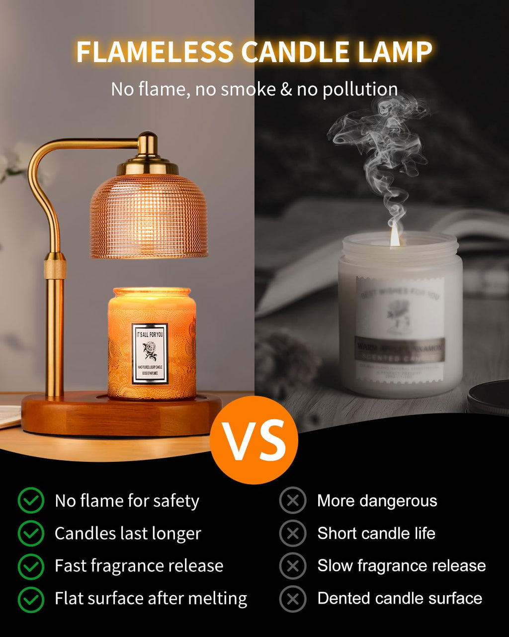 Electric Candle Warmer Lamp with Timer Dimmable Height Adjustable H8514