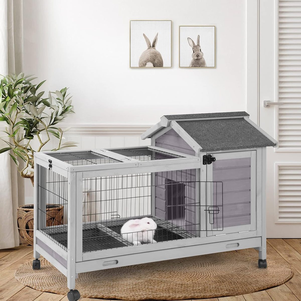 Wood Rabbit Hutch with Wire Mesh K7905