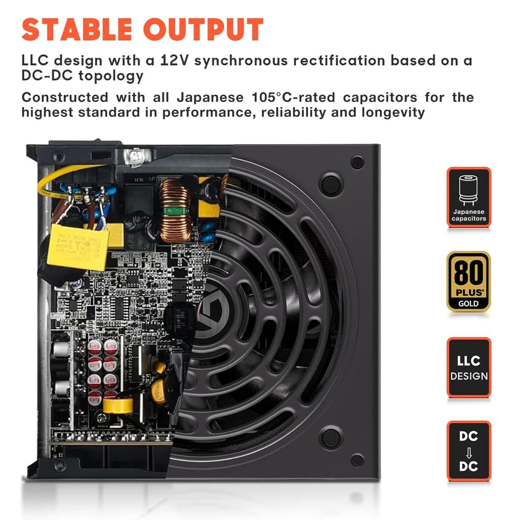 850W 80+ Gold Fully Modular ATX Power Supply N465