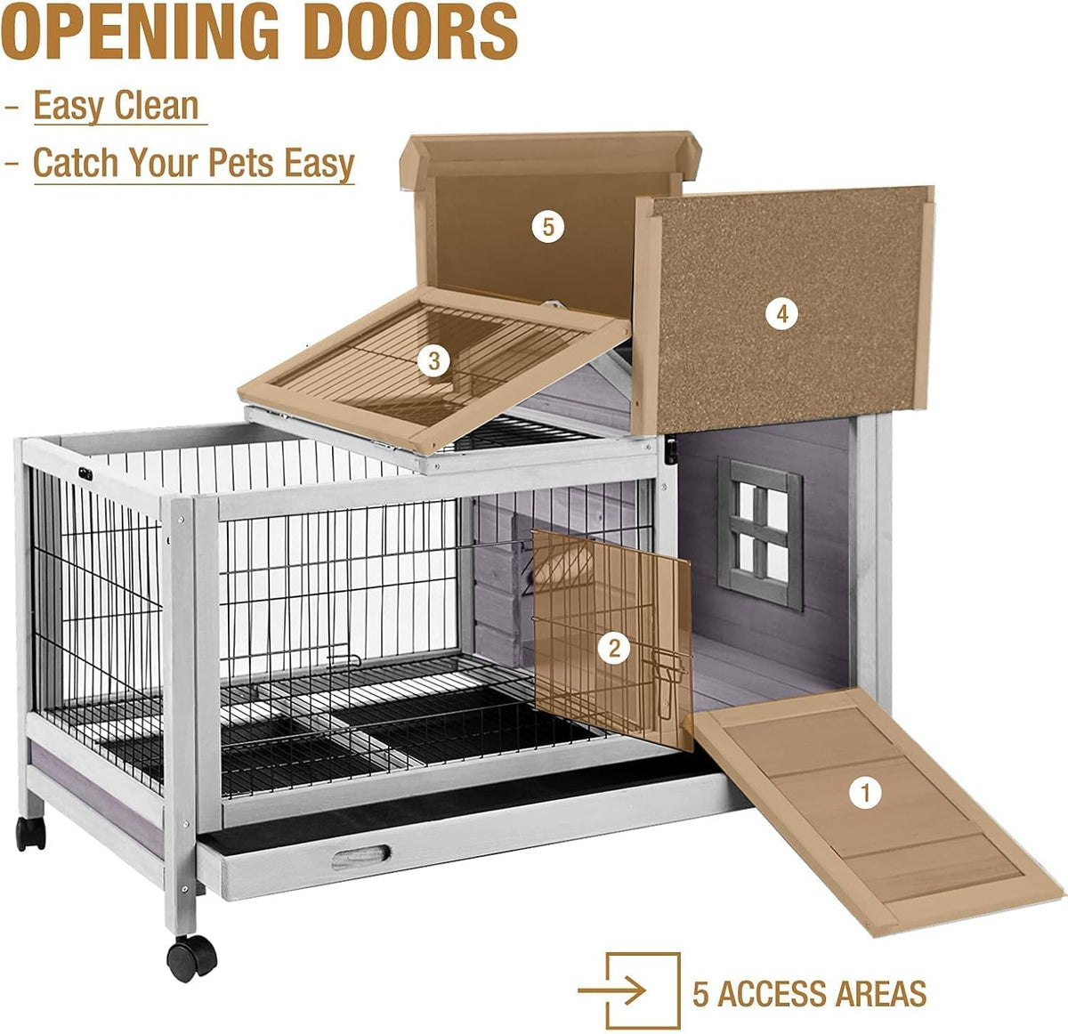Wood Rabbit Hutch with Wire Mesh K7905
