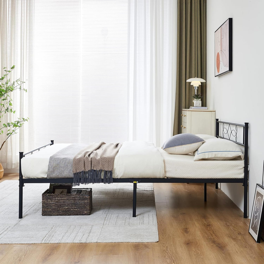 14" Full Size Metal Platform Bed Frame with Headboard X25810
