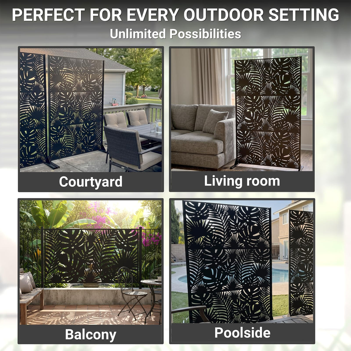 72in Laser Cut Steel Privacy Screen Z134
