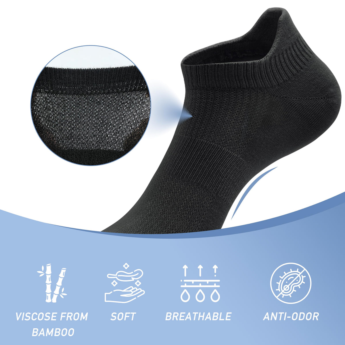 Viscose Bamboo Low Cut No Show Socks 5 Pairs L9966