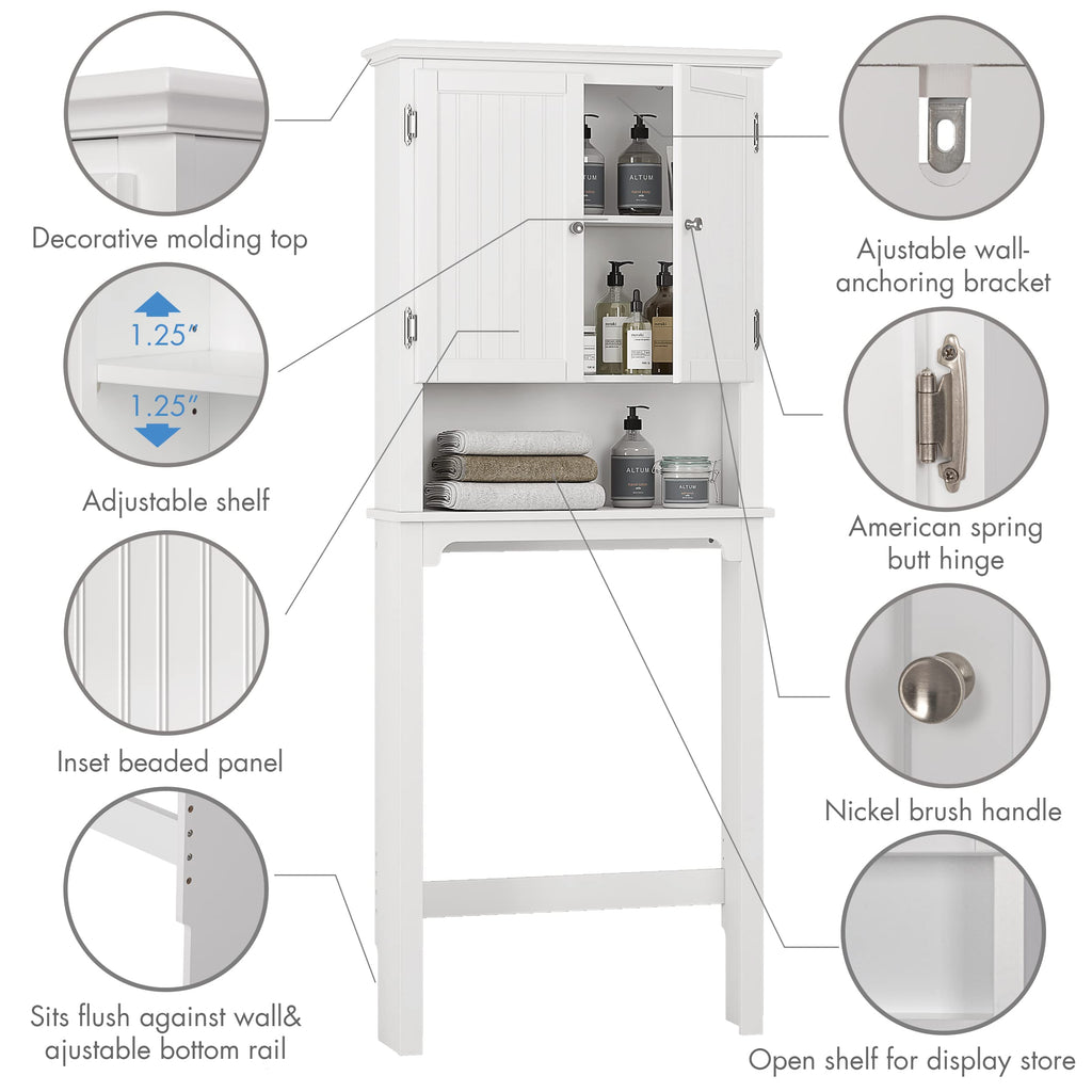 White Bathroom Storage Cabinet with Doors Q607413