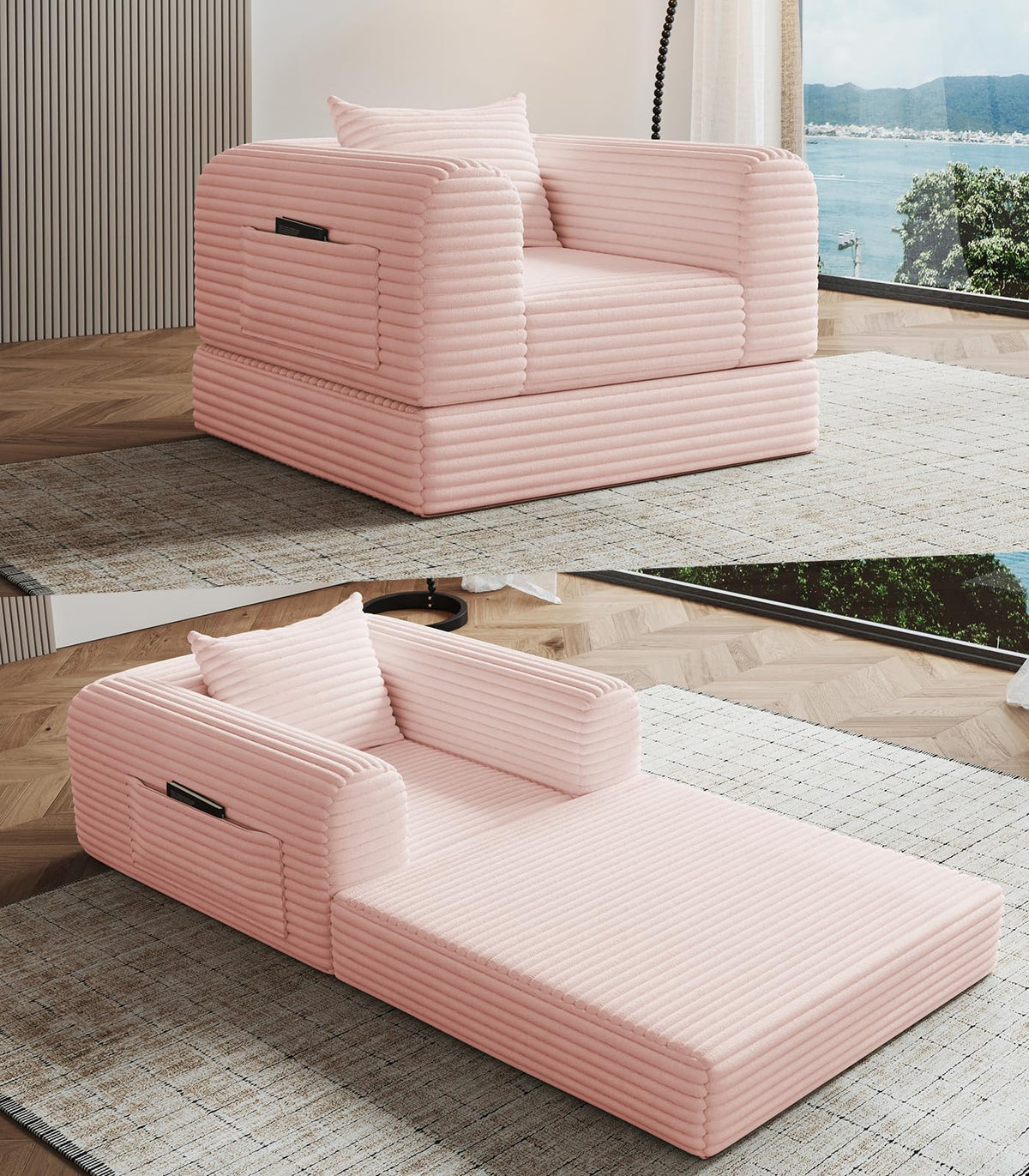 2 in 1 Convertible Sleeper Chair Folding Sofa Bed D883190