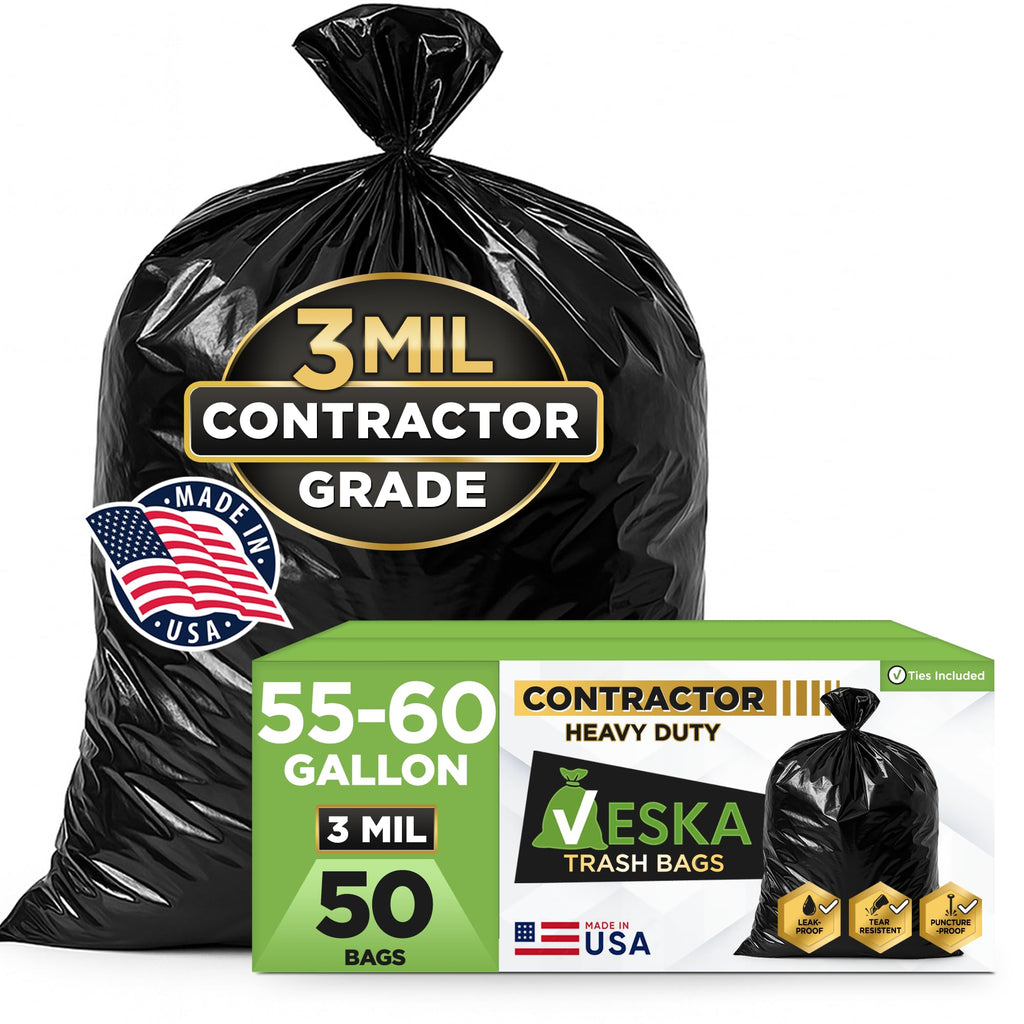 55 Gallon 3 Mil Heavy Duty Contractor Trash Bags F6764
