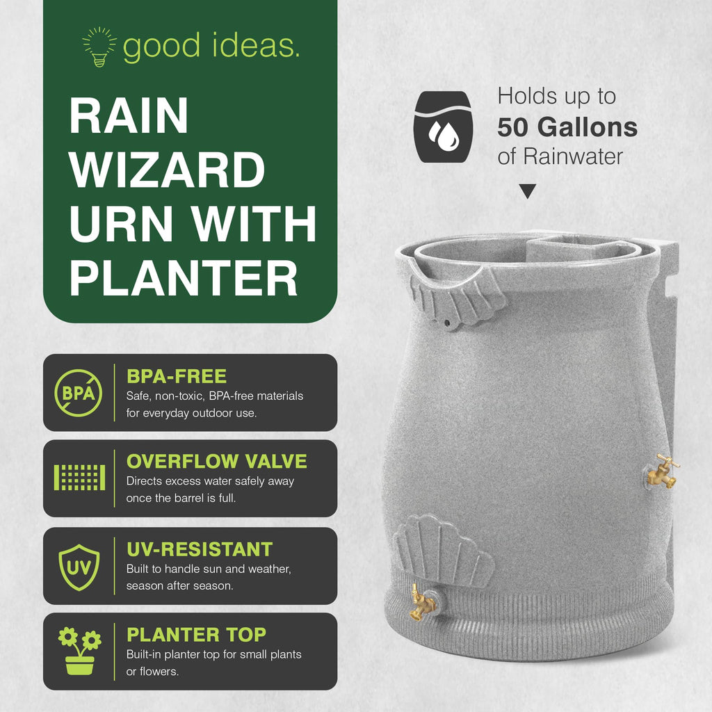 50 Gallon Urn Shaped Water Collection Barrel K362932