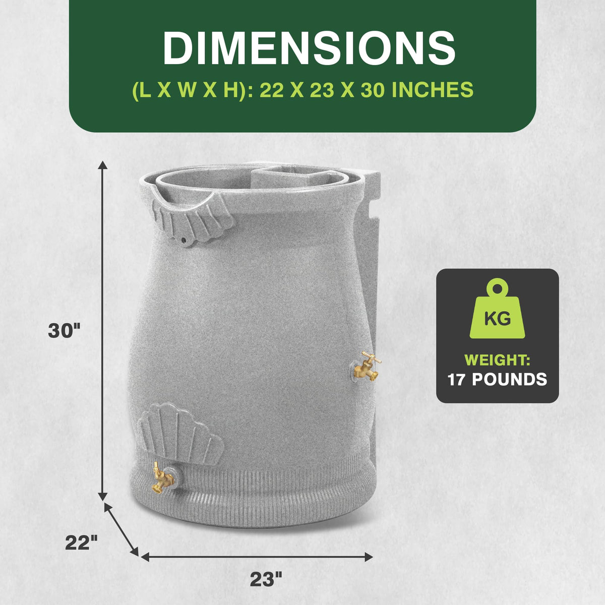 50 Gallon Urn Shaped Water Collection Barrel K362932
