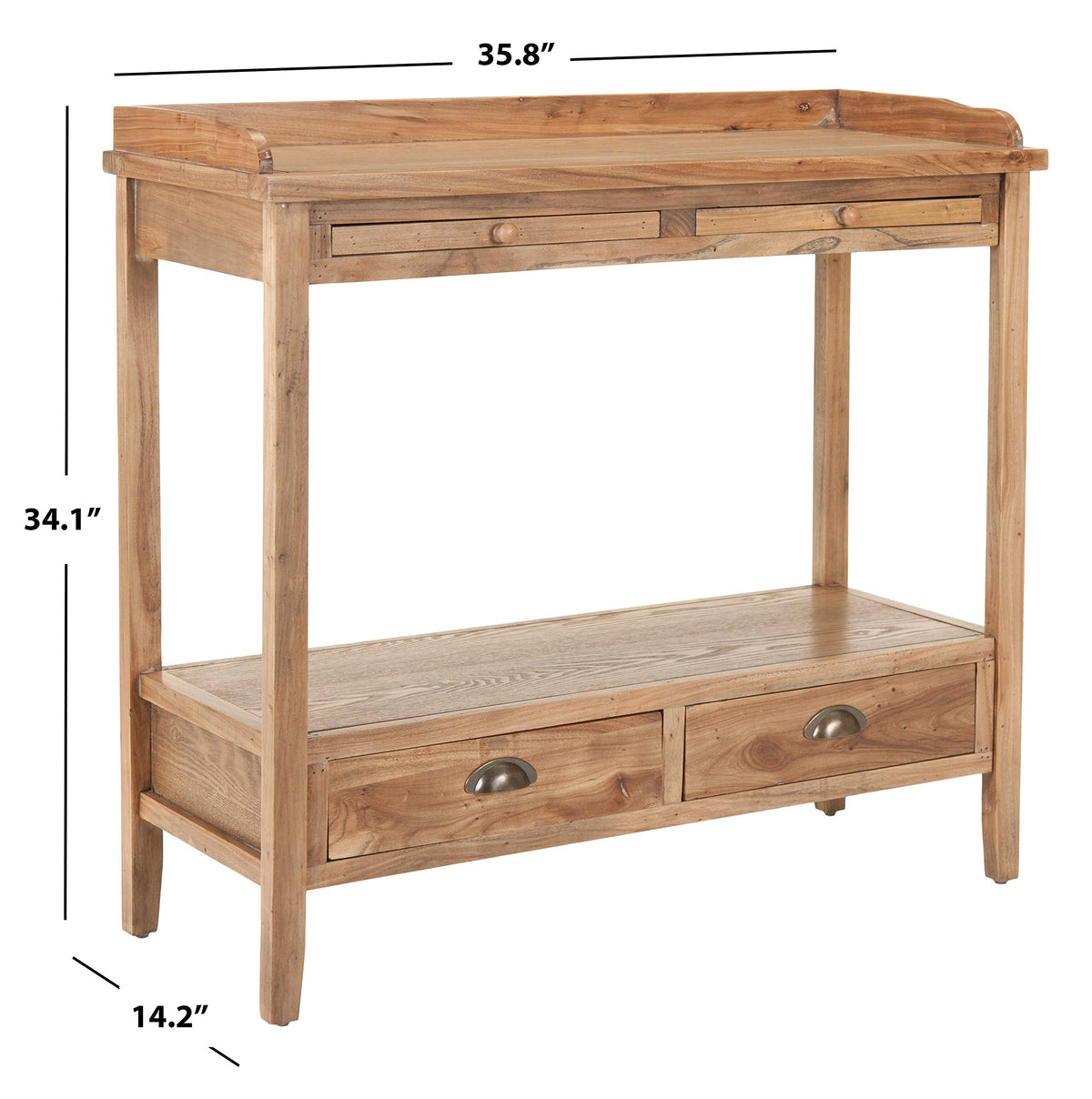 Weathered Oak Console Table with Drawers & Shelf L567