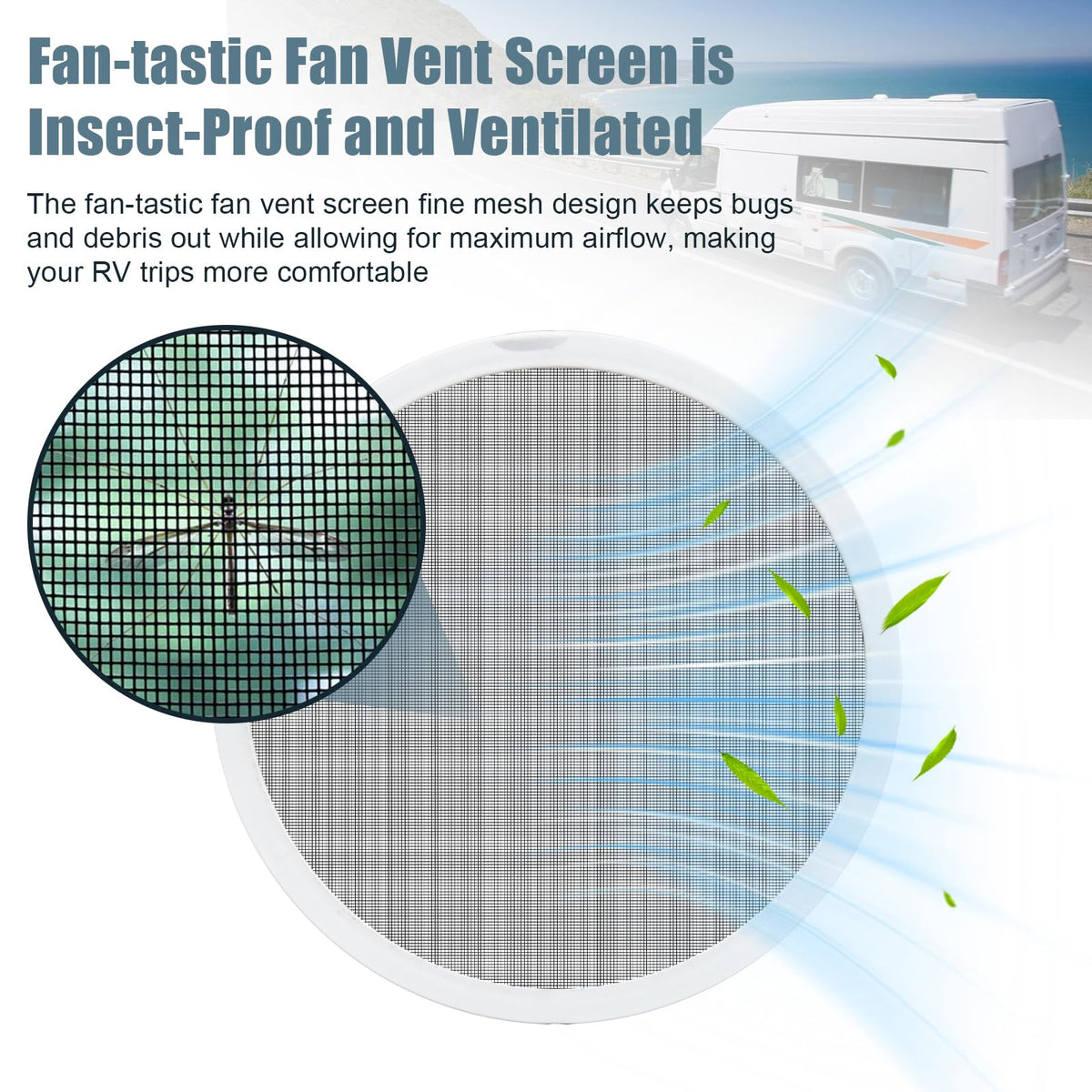 White 2PCS RV Vent Screen Roof Fan Frame Parts S246681