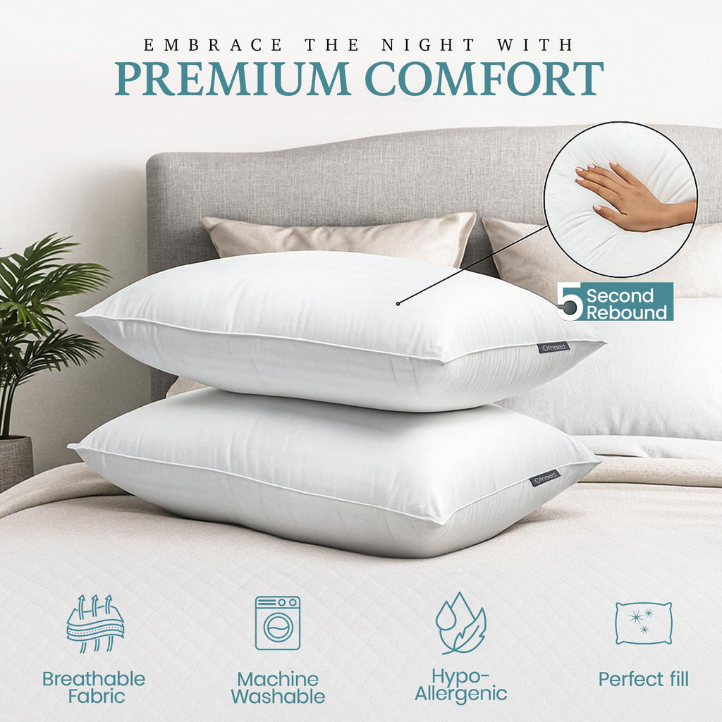 King Size Down Alternative Pillows Set of 2 Cotton Cover 20"x36" N914