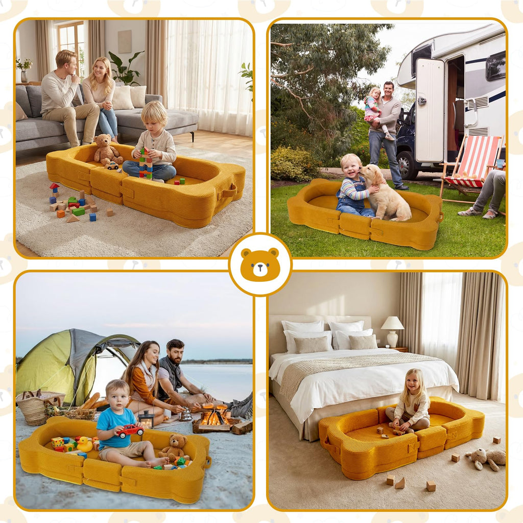 Portable Foldable Toddler Travel Bed with Safety Rail I647739