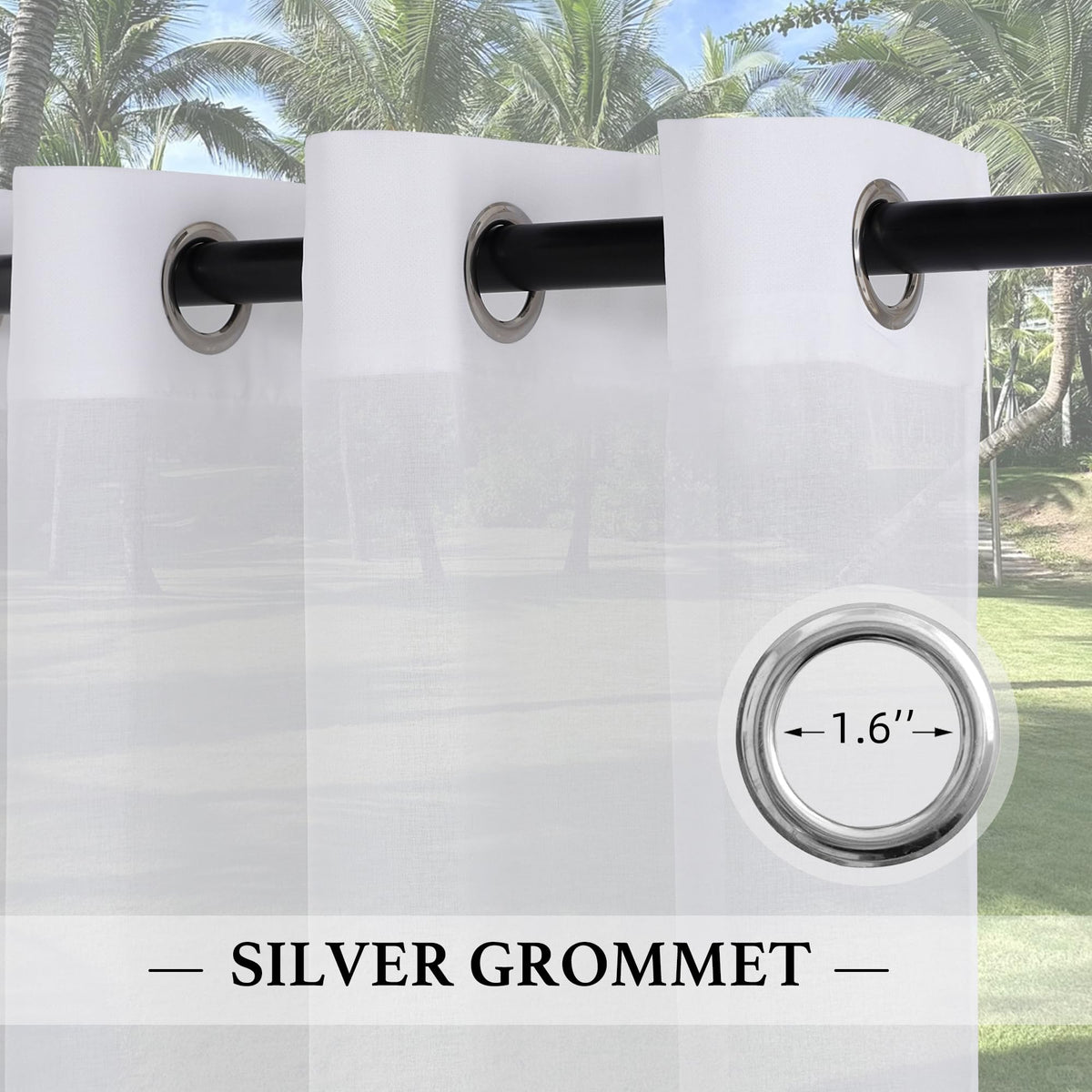 Waterproof Semi-Sheer Outdoor Curtains B737013