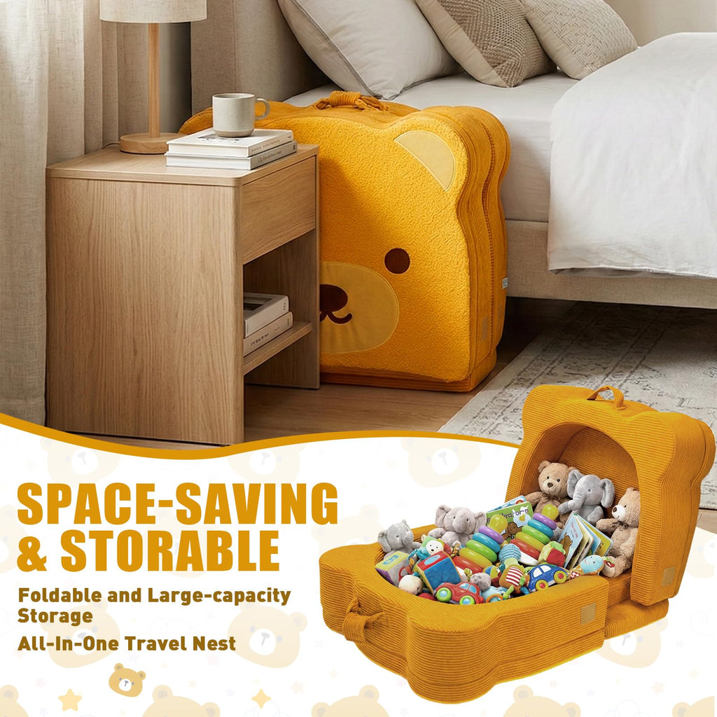 Portable Foldable Toddler Travel Bed with Safety Rail I647739