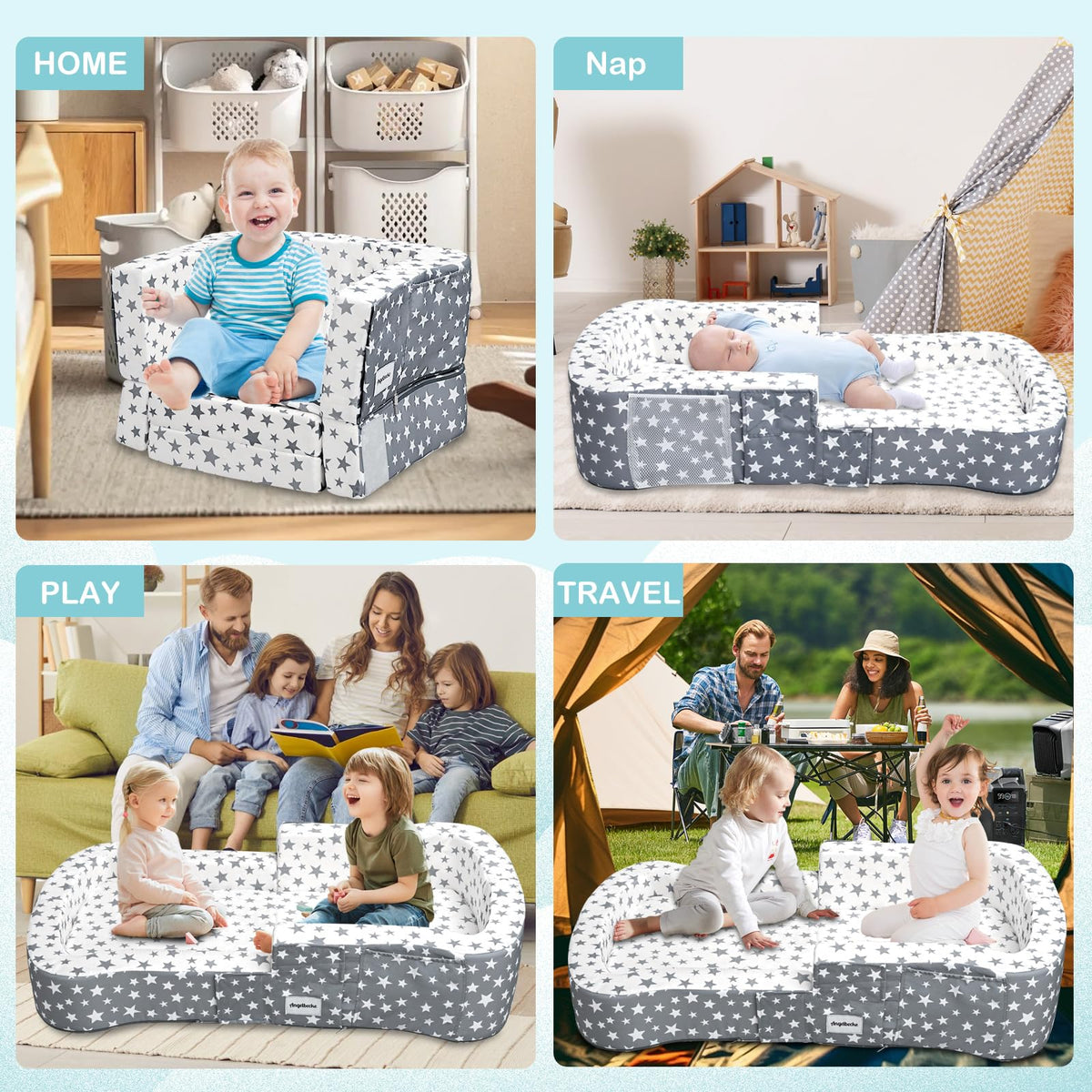 Portable Toddler Travel Bed & Chair 2-in-1 T4329