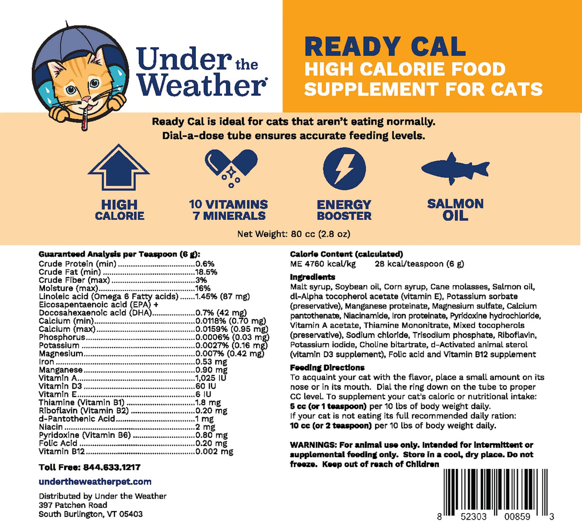 High Calorie Cat Supplement with Vitamins Minerals Omega Fatty Acids H55291