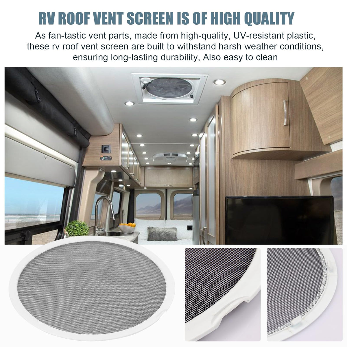 White 2PCS RV Vent Screen Roof Fan Frame Parts S246681