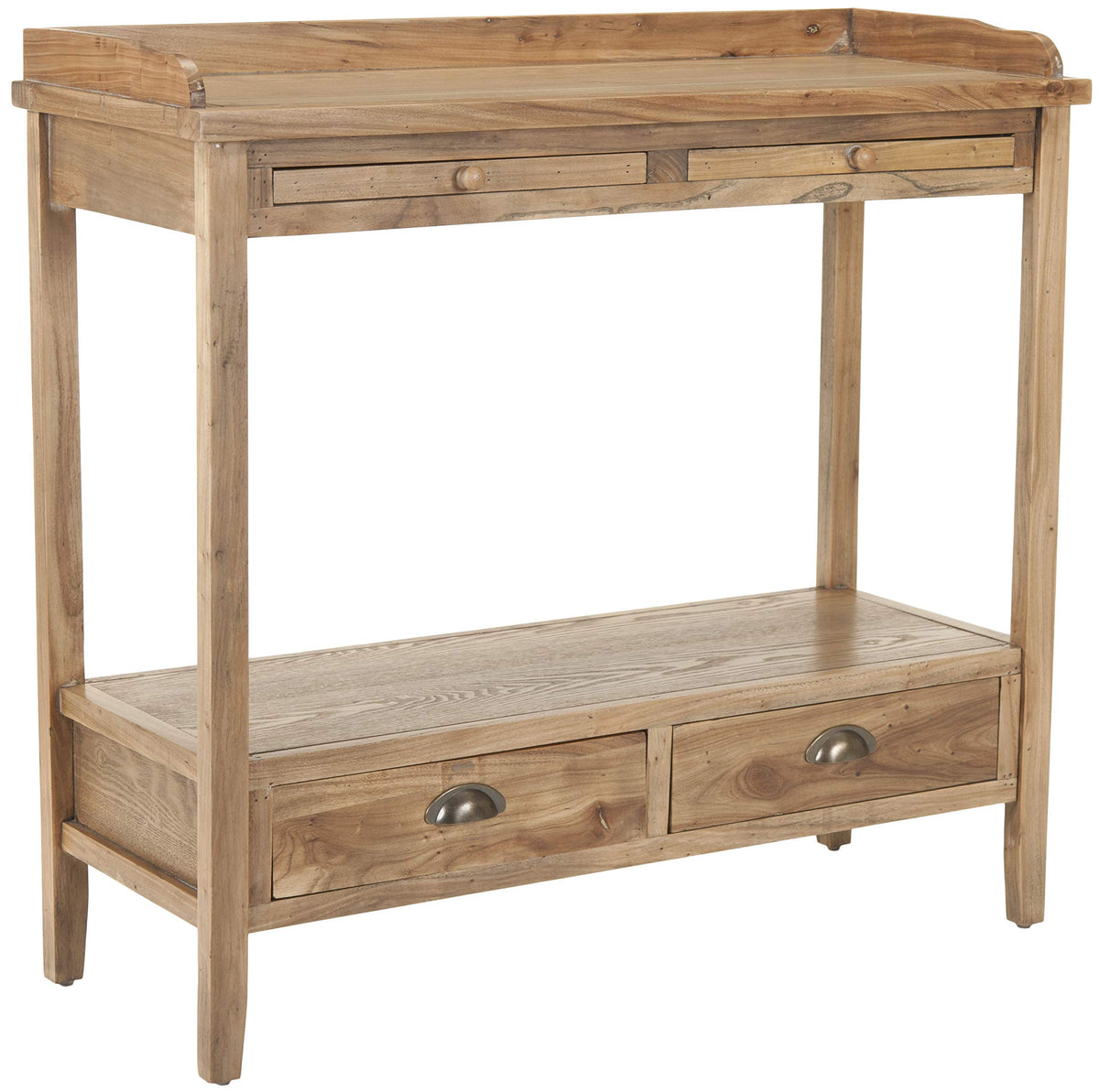 Weathered Oak Console Table with Drawers & Shelf L567