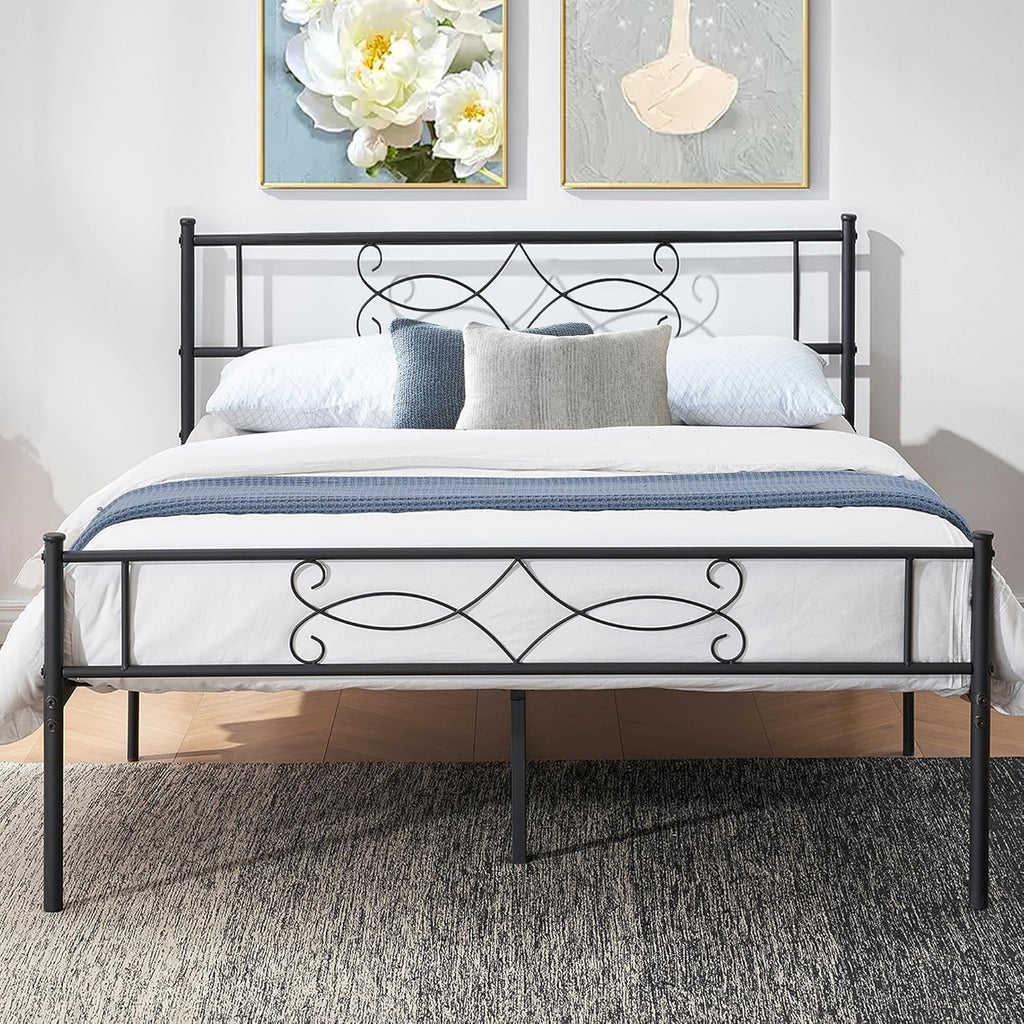14" Full Size Metal Platform Bed Frame with Headboard X25810