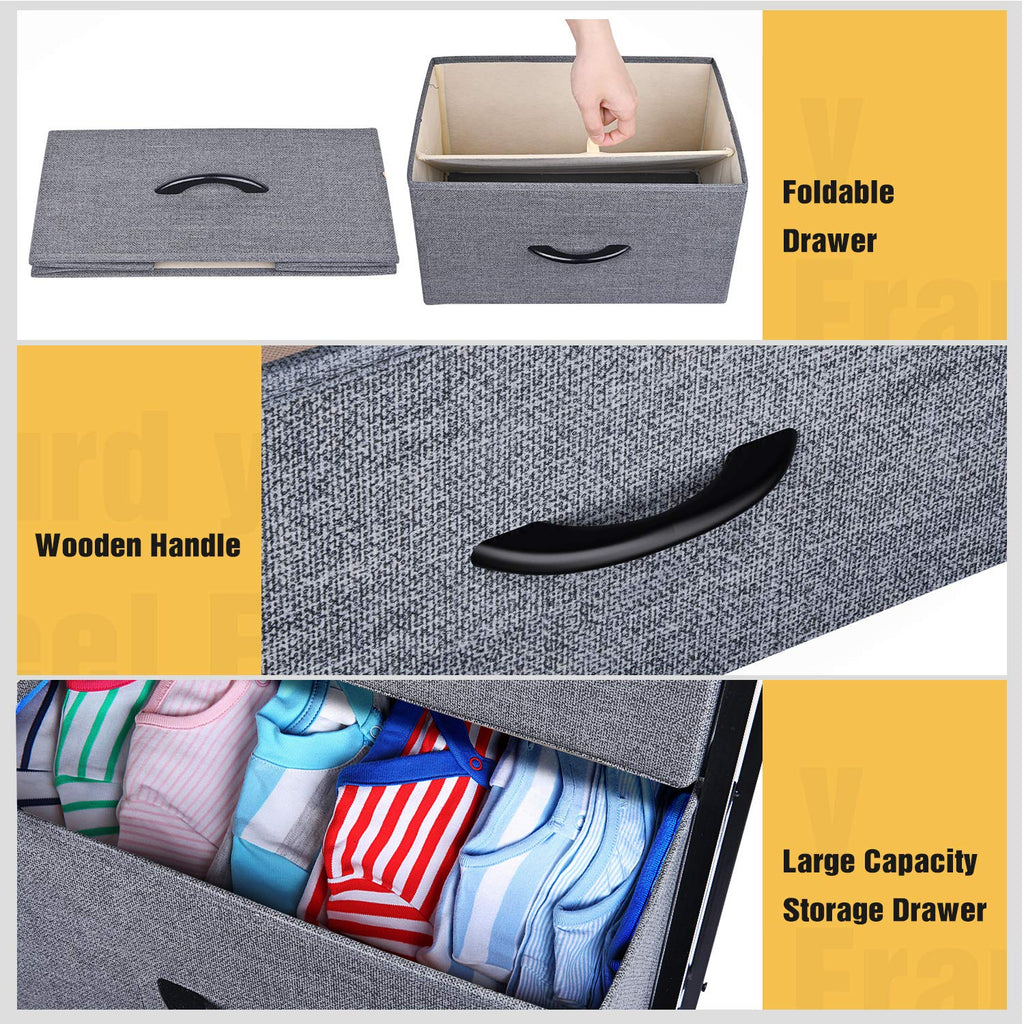 Black Grey 4 Drawer Fabric Storage Dresser L44028