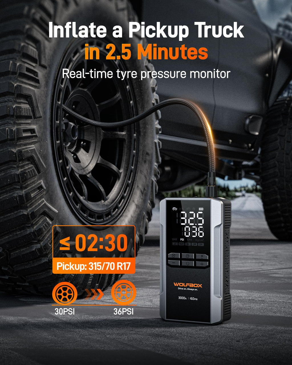 3000A Jump Starter with Air Compressor J34332