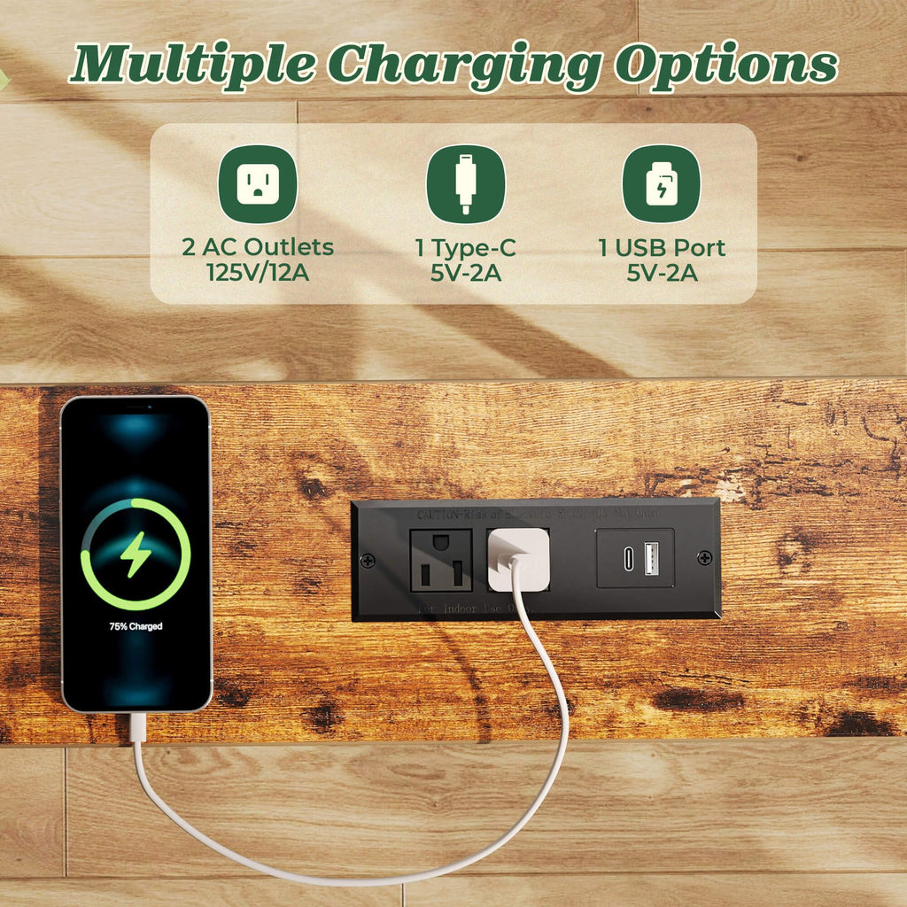 78.8 inch Narrow Behind Couch Table with 2 Charging Stations H7583