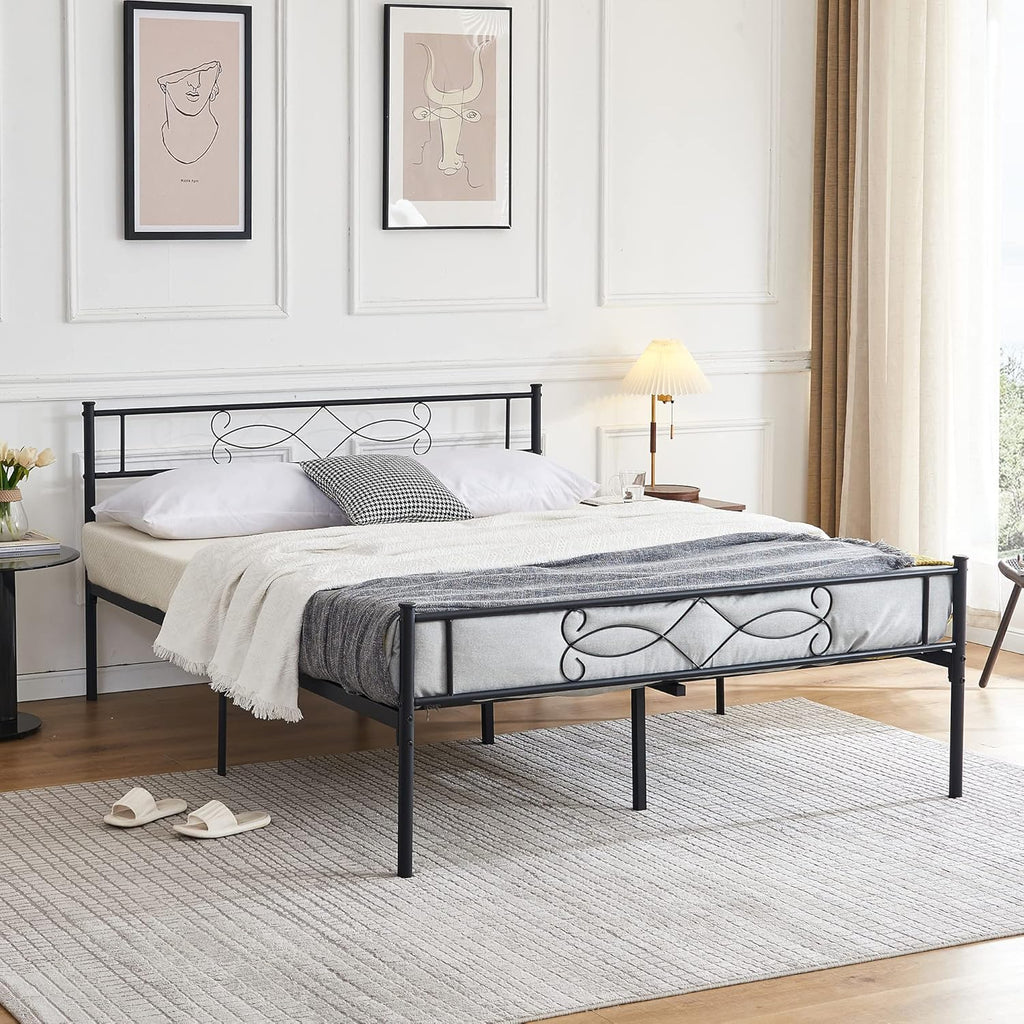 14" Full Size Metal Platform Bed Frame with Headboard X25810