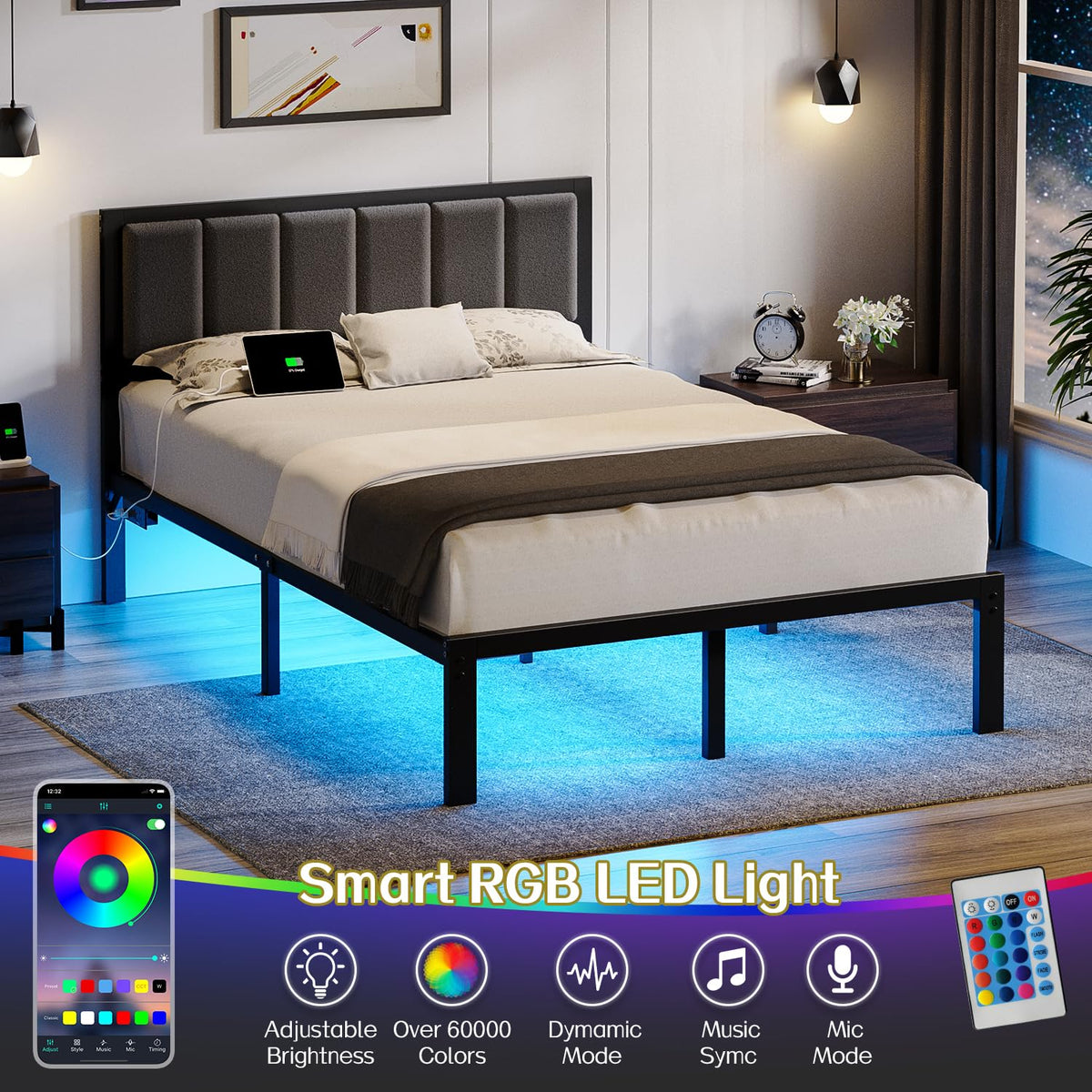 Full Bed Frame with Headboard E73746