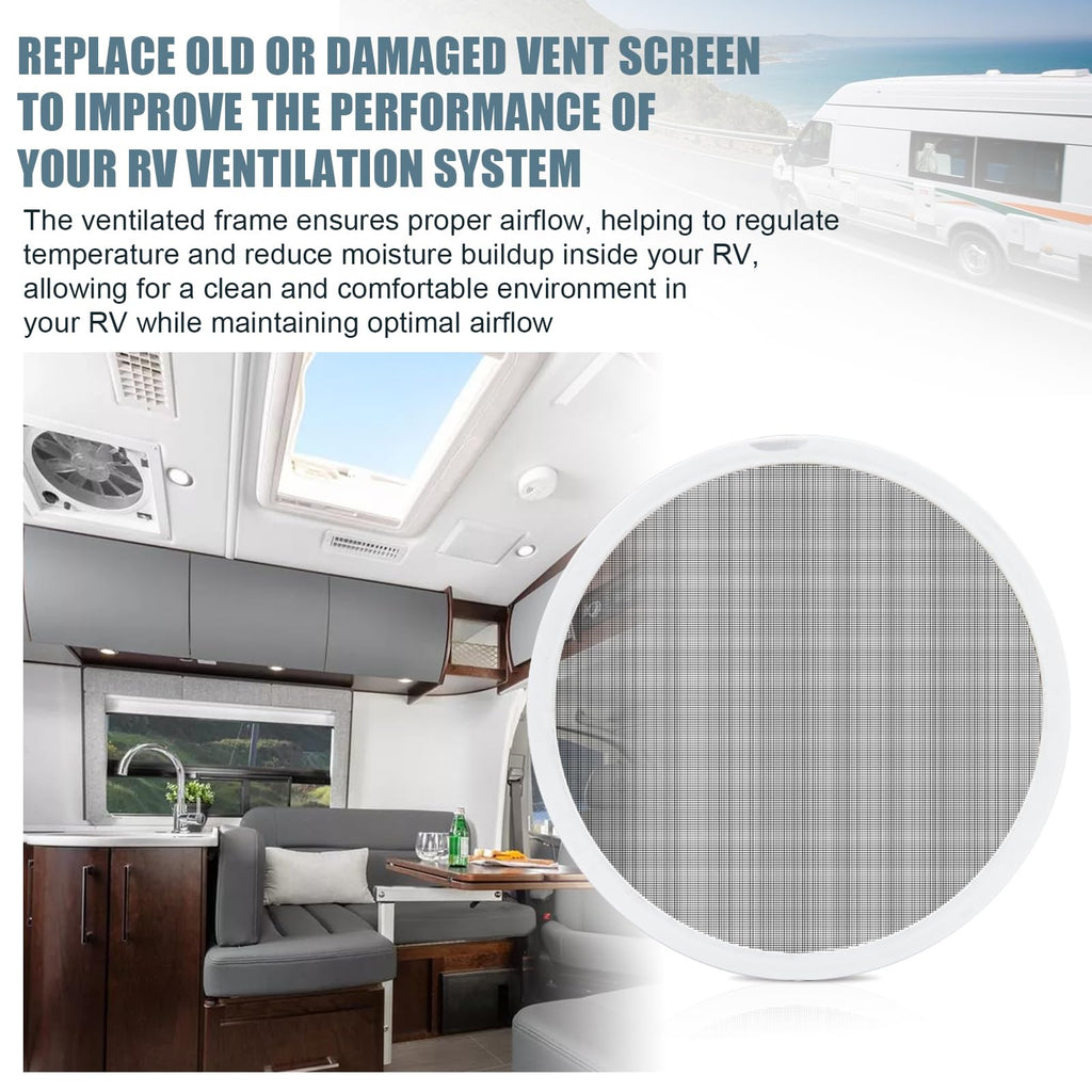 White 2PCS RV Vent Screen Roof Fan Frame Parts S246681