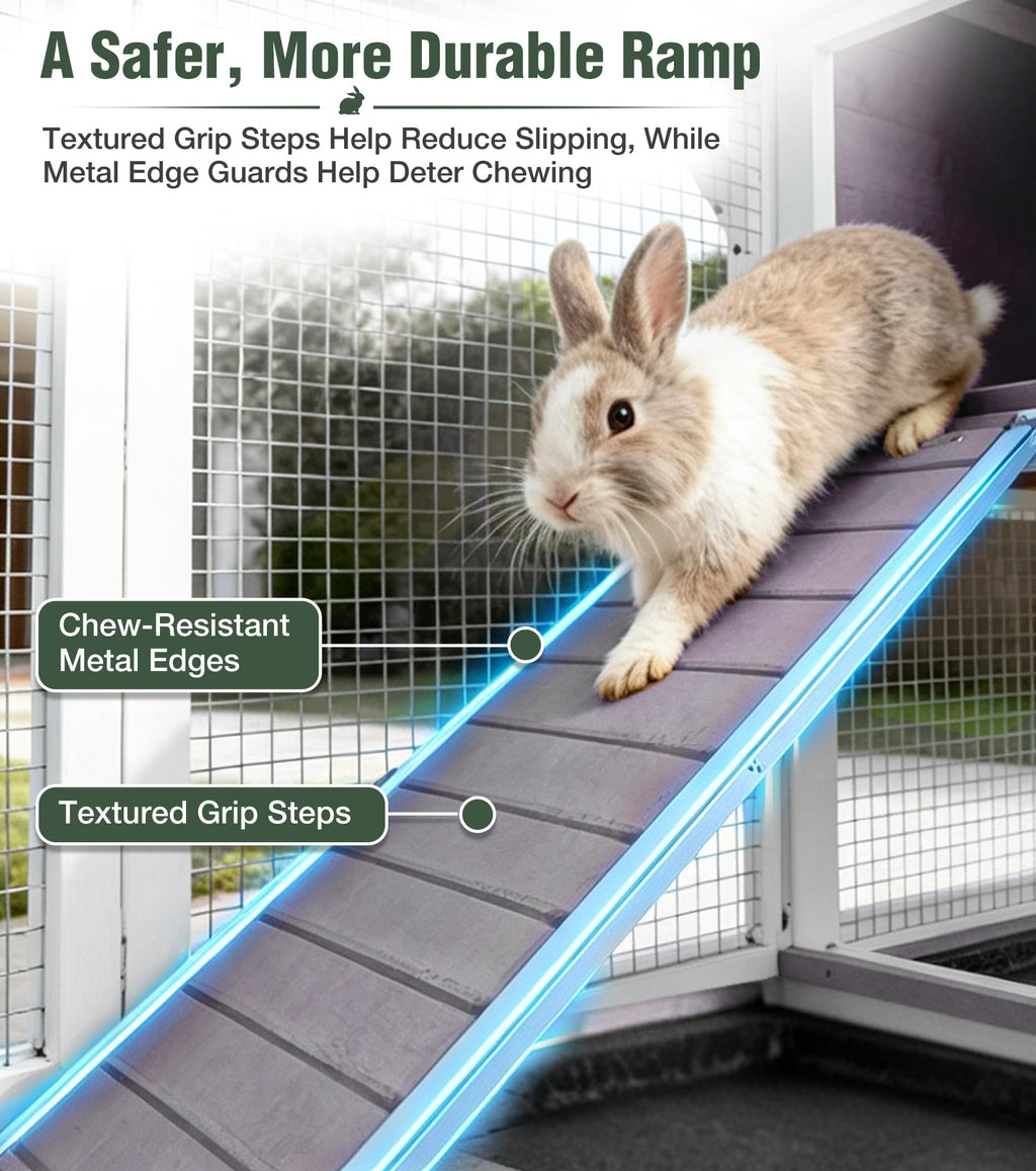 Wooden Rabbit Cage on Wheels with Ramp F73187