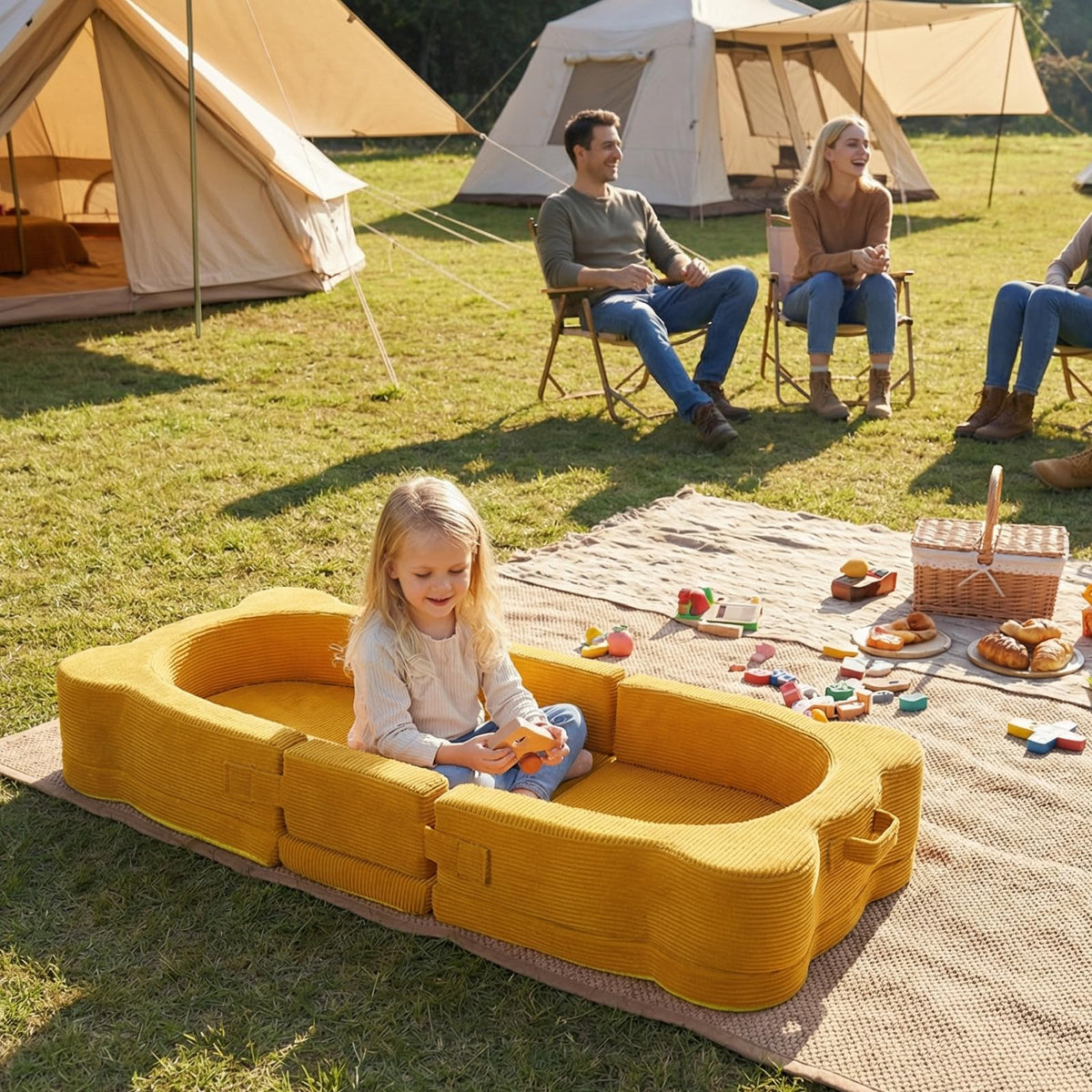 Portable Foldable Toddler Travel Bed with Safety Rail I647739