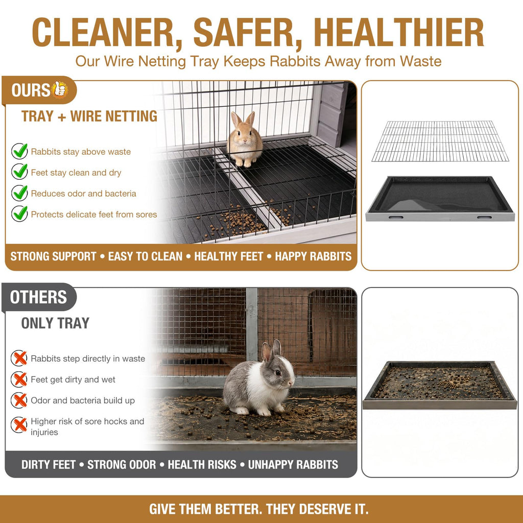 Wood Rabbit Hutch with Wire Mesh K7905
