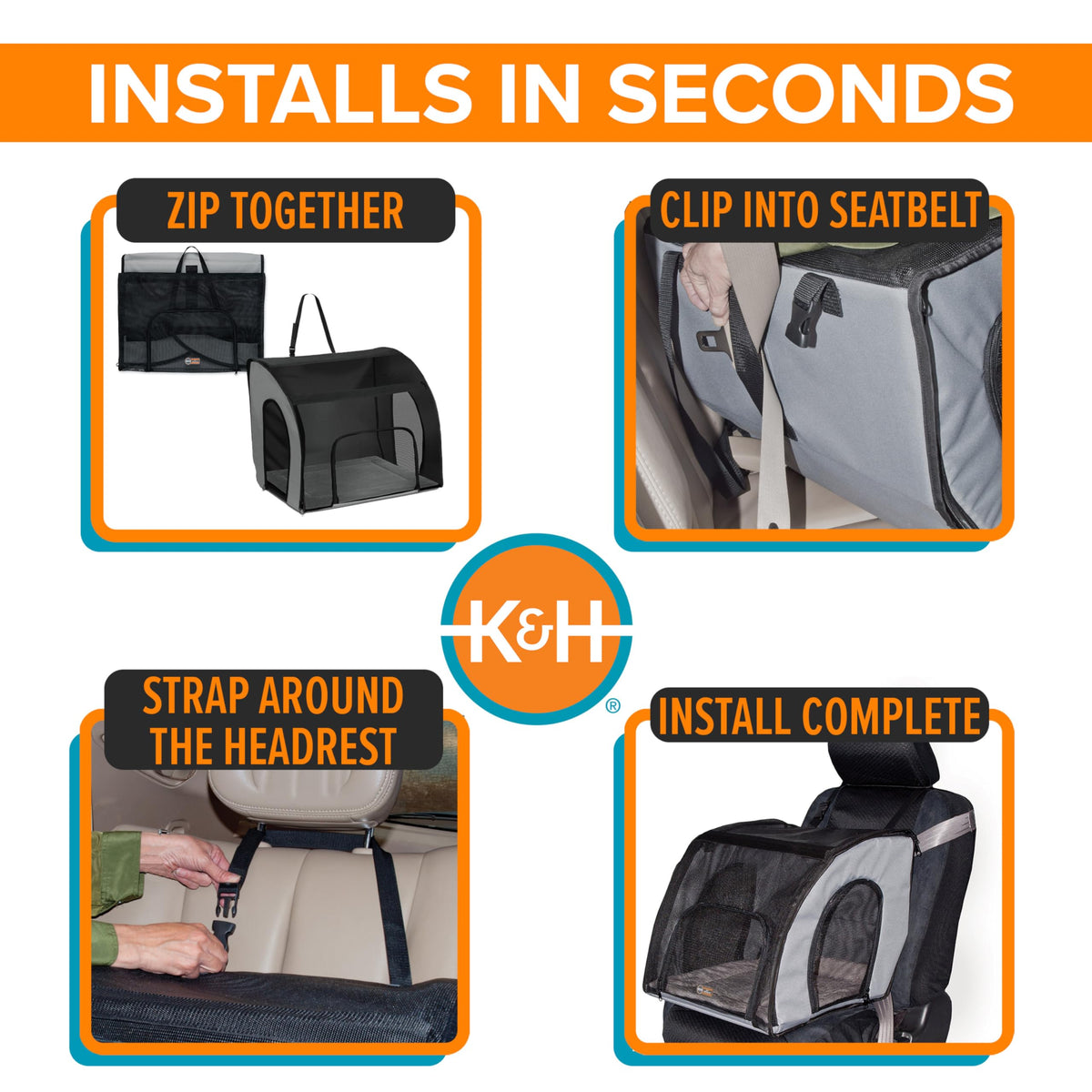 Dog Car Seat, Medium, Gray/Black M544278