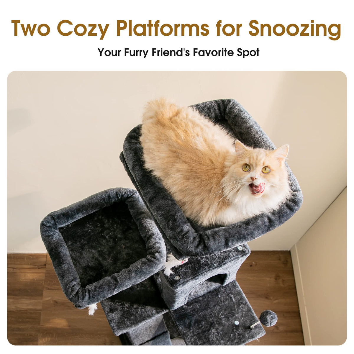 70.1-Inch Multi-Level Plush Cat Tree with Hammock E7024