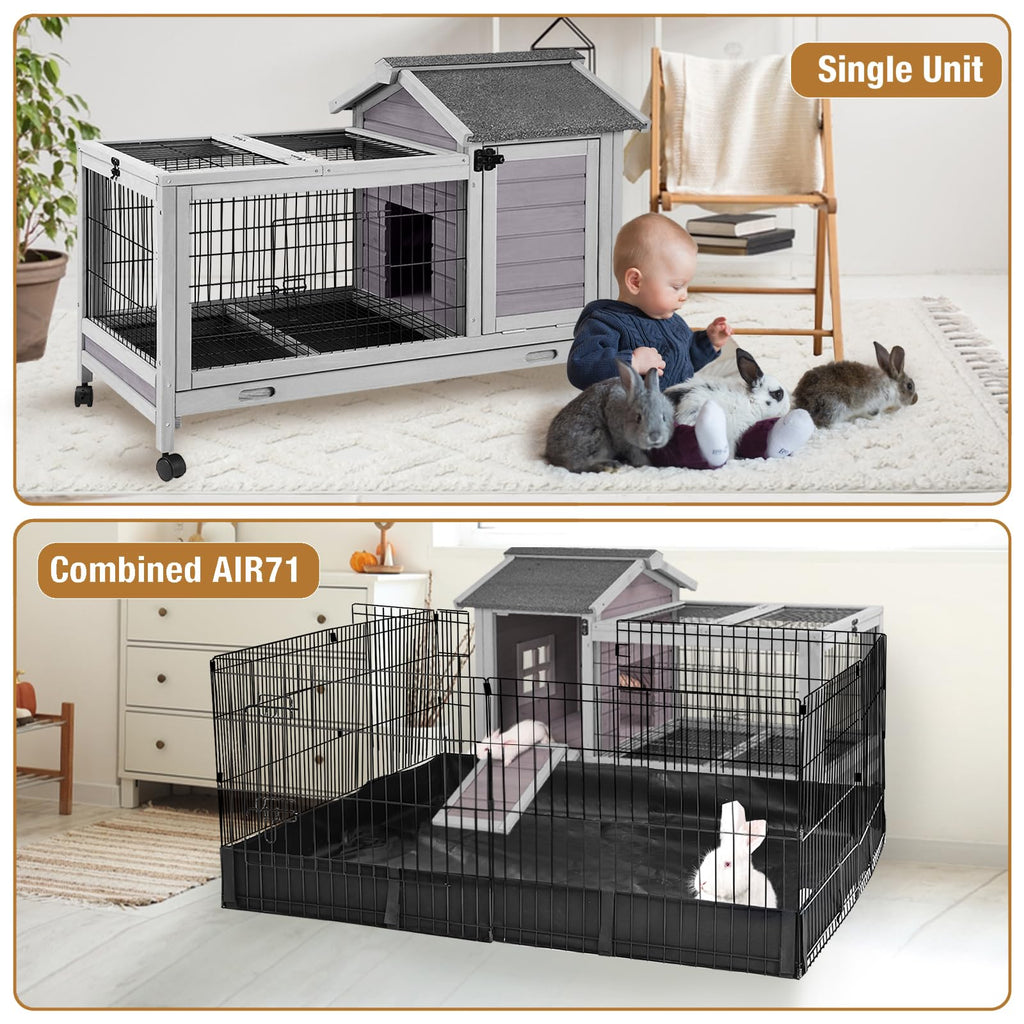 Wood Rabbit Hutch with Wire Mesh K7905