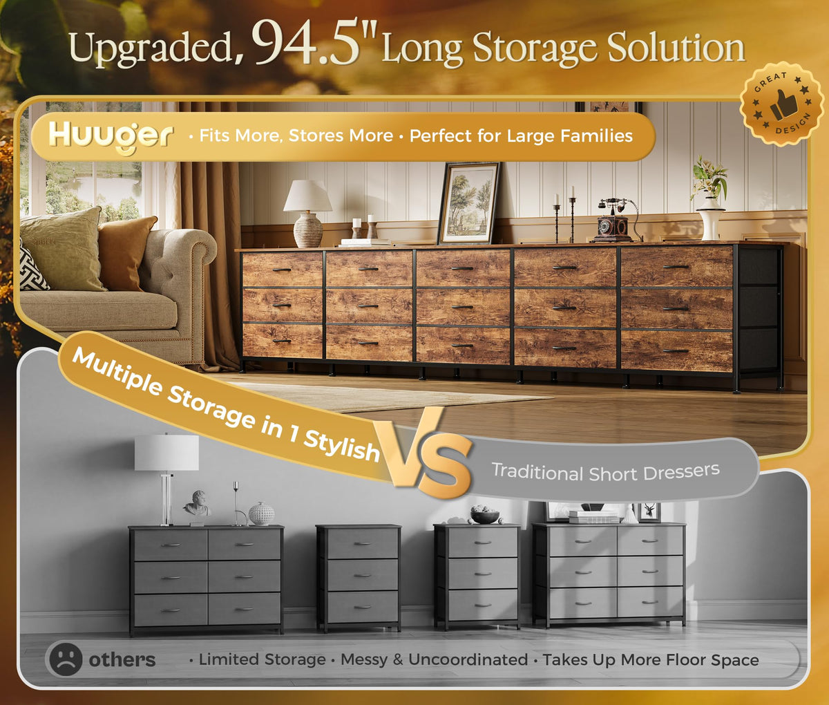 94.5 Inch Extra Long Dresser E7649