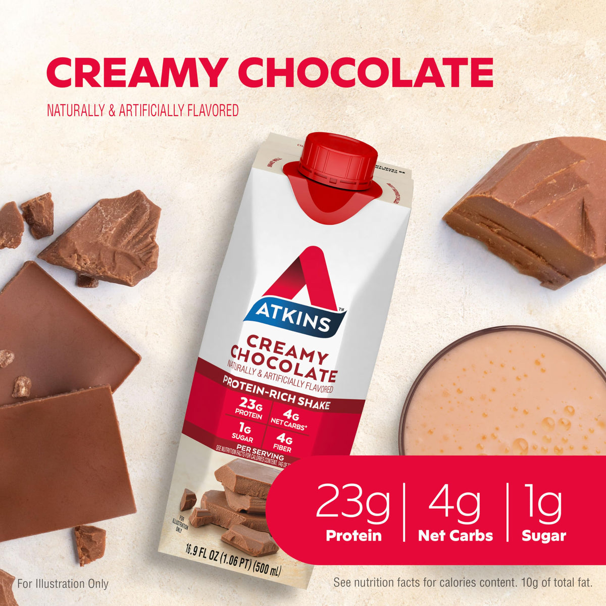 Creamy Chocolate Protein Shake, 23g Protein, 12 Count Q755