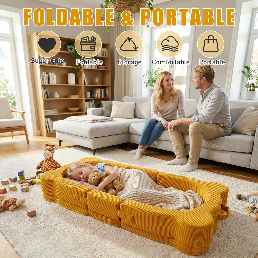 Portable Foldable Toddler Travel Bed with Safety Rail I647739