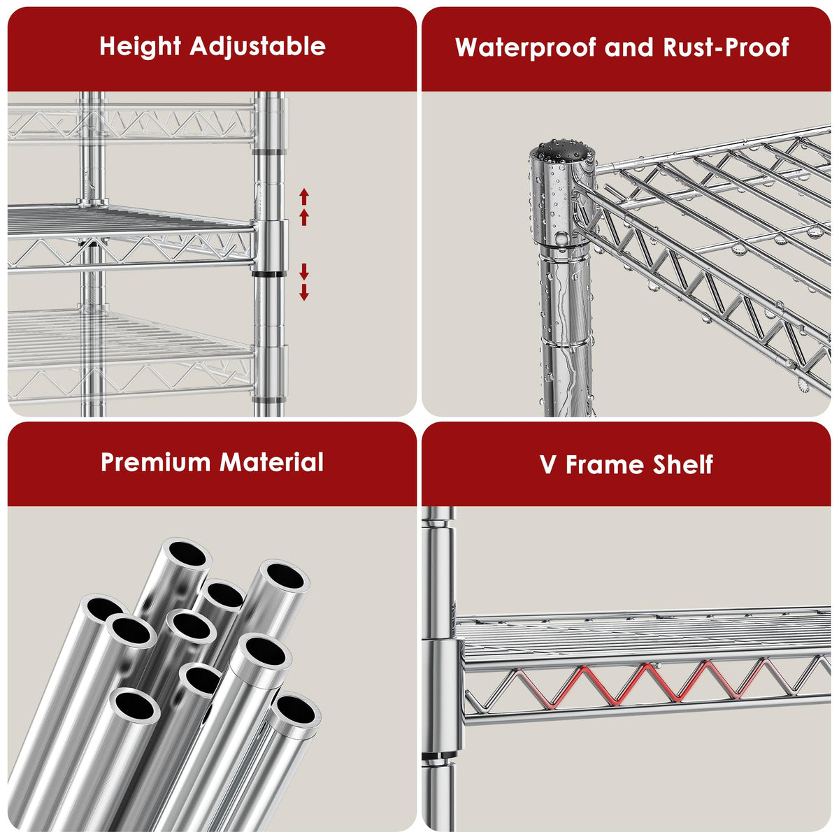 Heavy Duty 3-Shelf Chrome Steel Shelving Unit with Wheels S32281